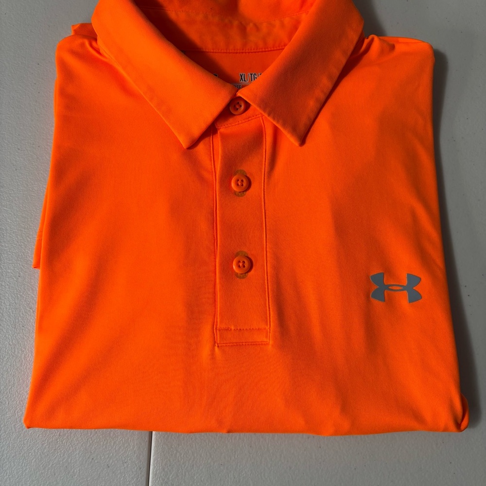 Under Armour Shirt Men’s SZ XL Orange  Heat Gear Performance Loose Fit Polo